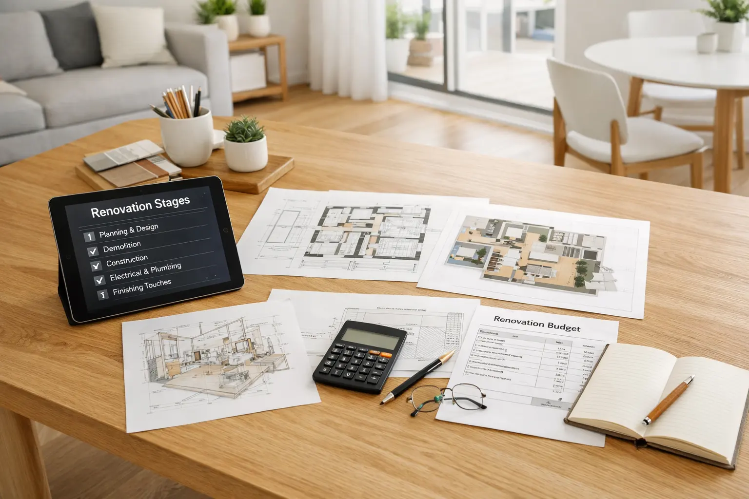 A detailed flowchart showing the stages of a successful house renovation