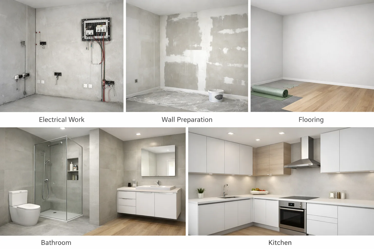 A modern, well-planned home interior during a stylish renovation