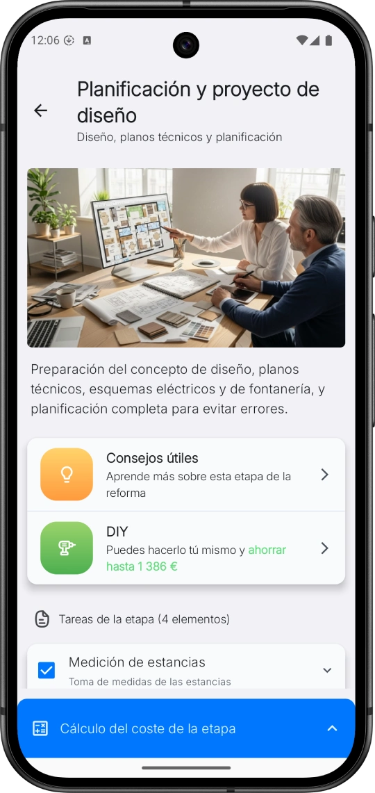 Interfaz de planificación de la etapa de la reforma
